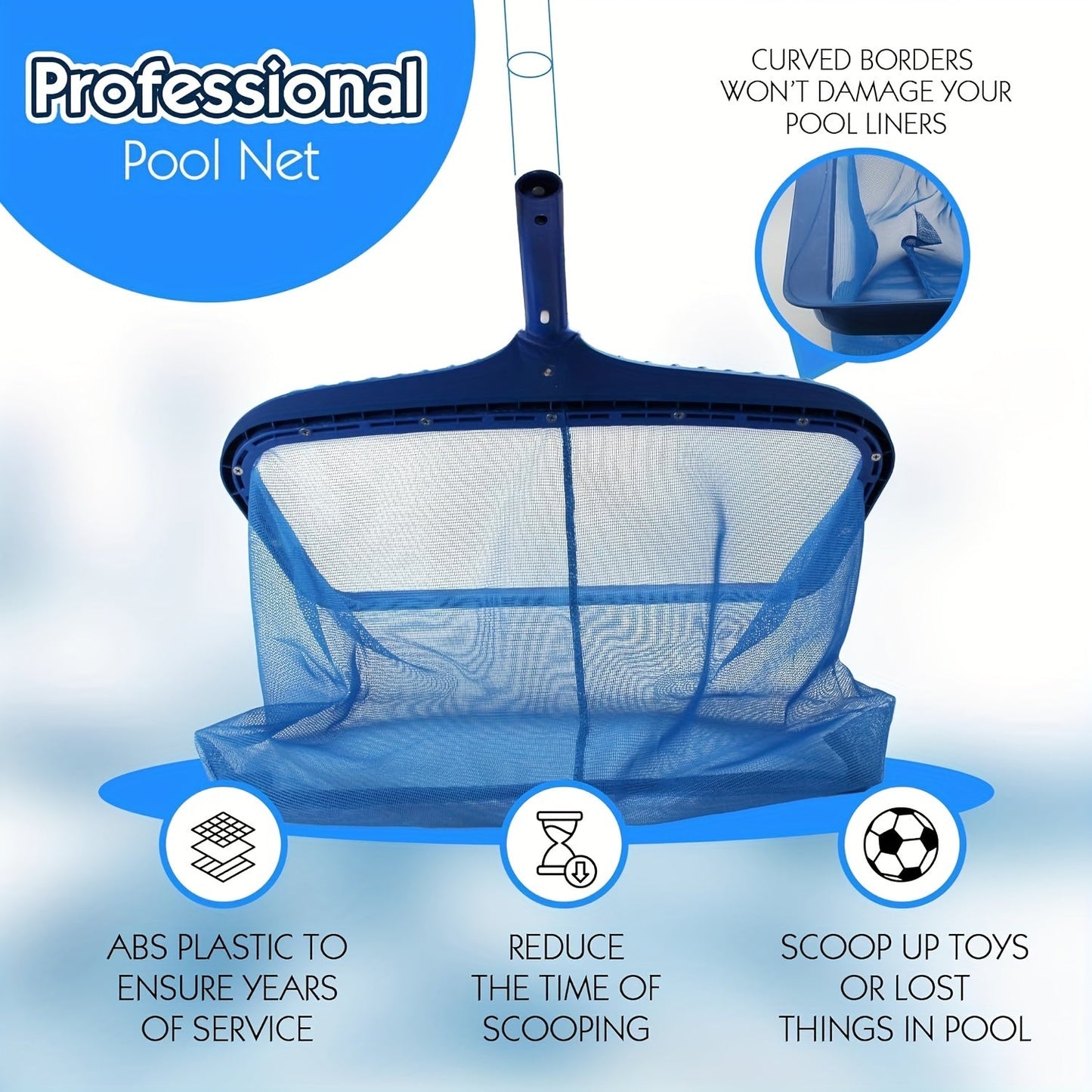 Pool Skimmer Net Fine Mesh | Heavy Duty Leaf Rake Pool Cleaning Tool