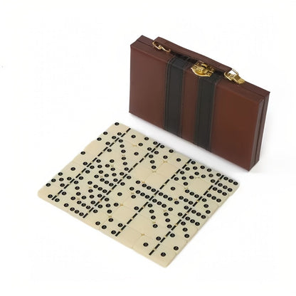 Double 6 Domino Set with Storage Case & Metal Spinner – 28 Tiles Classic Black Domino Game for Adults Kids Family | Premium Packaging 1 or 2