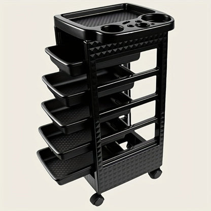 5-Drawer Salon Trolley Cart on Wheels – Professional ABS Rolling Beauty Storage Organizer for Hair Stylist Barber Spa Nail Tattoo Studio