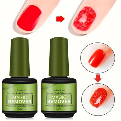 Gel Nail Polish Remover 3pcs Set – Soak Off Gel Nails, Nail Glue & Acrylic Nails in 2-3 Minutes | Fast Gentle Formula for Home DIY & Salon