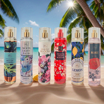 Body Mist Perfume Spray 8oz – 12 Scents Floral Hair & Body Fragrance for Women, Rose, Cherry Blossom, Beach, Long-Lasting Light Scent