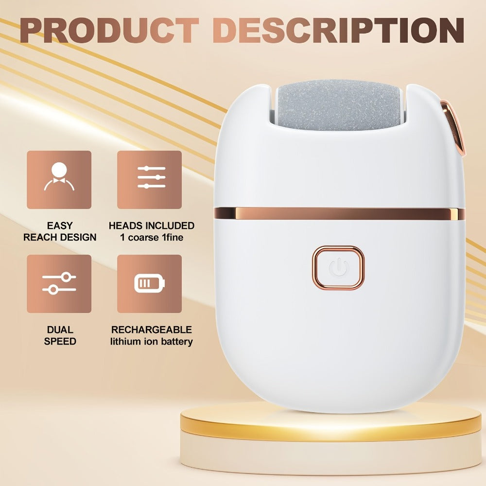 Electric Callus Remover Rechargeable Foot Grinder with 3 Replacement Heads 2 Speed Settings IPX5 Waterproof USB Charging Portable Pedicure