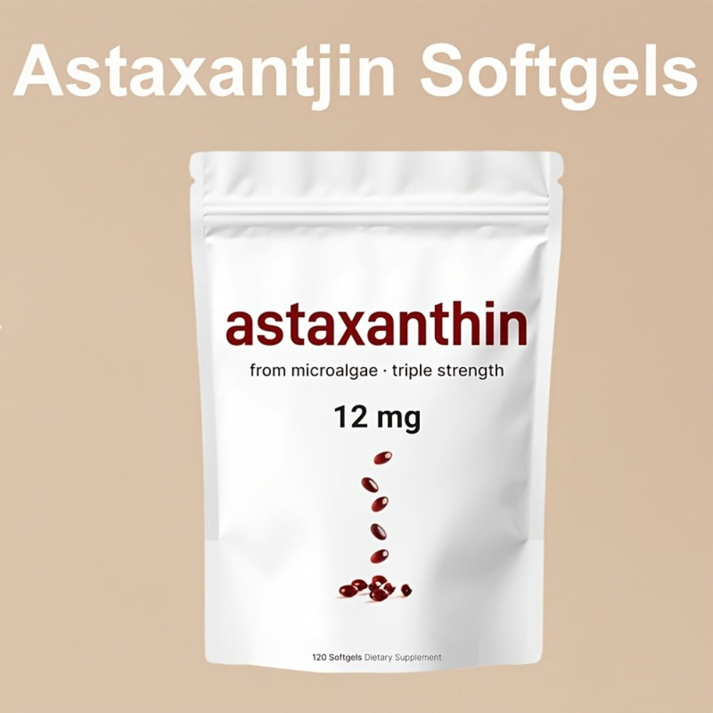 Astaxanthin 12mg Softgels 3-Pack 120ct 4-Month Supply for Bath Time, Home Spa and Personal Care