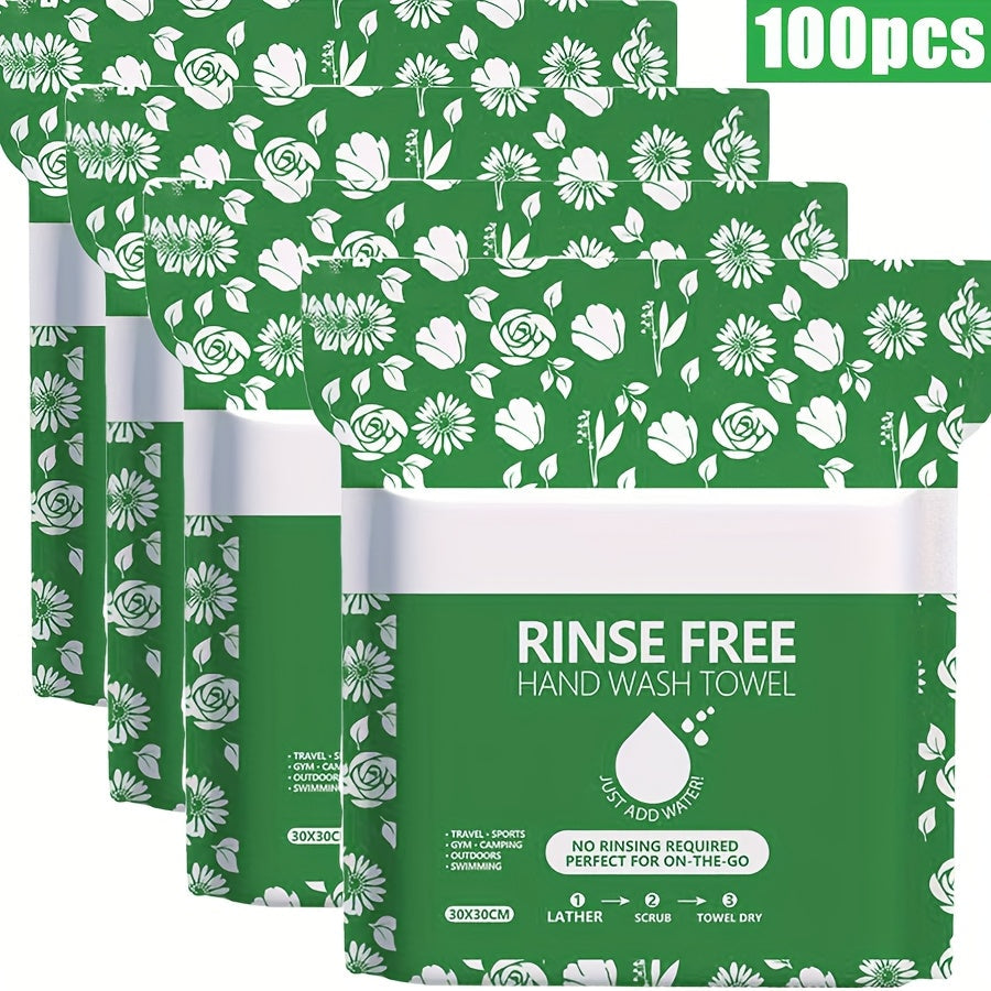 Disposable No-Rinse Foaming Bath Towels – Large 11.81" Body Wipes, Wet & Wipe Cleansing Cloths for Elderly Care, Camping, Post-Surgery