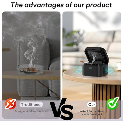 Smokeless Ashtray with HEPA Filter, USB Rechargeable Indoor Ashtray for Home Office Car, 4 Filters Included