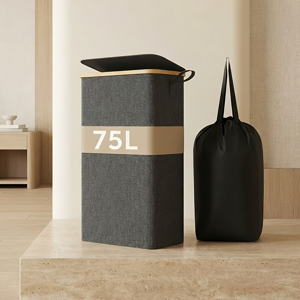 Slim Lidded Laundry Hamper with Removable Bag in Six Colors and 50L, 65L or 75L Options Pictured