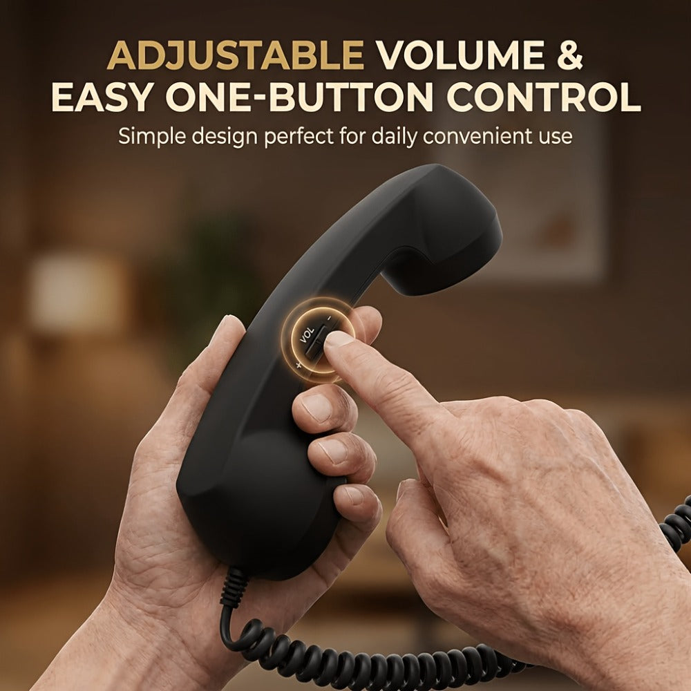 Retro Phone Handset for Smartphone Tablet & Computer, Hands-Free Calling, Volume Control, Clear Sound