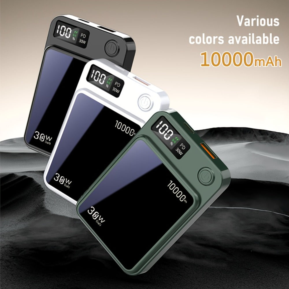 Power Bank Magnetic 6000-15000mAh with 30W Wired, 15W Wireless, Dual USB-C and Display in Four Colors