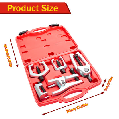 Five-Piece Ball Joint Separator and Puller Tool Set with Red Carry Case and Five Distinct Tool Profiles