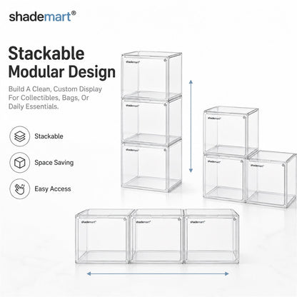 Clear Display Case Set of 3, Dustproof Transparent Storage Box Organizer for Collectibles, Car Models