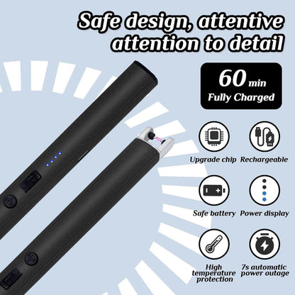 Two-Piece Electric Arc Candle Lighter Set in Black or Rose Gold with USB-C Charging Cables