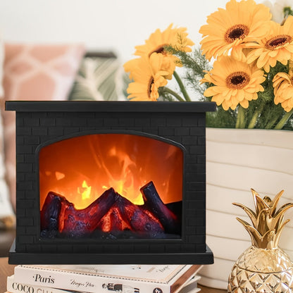 Simulated Charcoal Flame Fireplace Light, Battery & USB Powered Vintage Indoor Mood Light for Christmas Halloween Patio Decoration