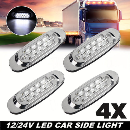 LED Side Marker Lights 4-Pack for Truck Trailer 16 LEDs Dual Mode Steady-On & Flash – 12-24V Universal Fit Front Rear Side Marker Lamp
