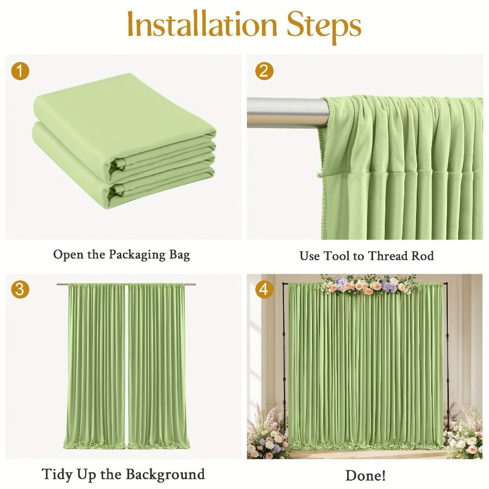 Blackout Backdrop Curtain 4 Pack 5x10 Ft - Heavyweight Nonwoven, Wrinkle-Resistant for Entryways, Bedrooms and Living Spaces