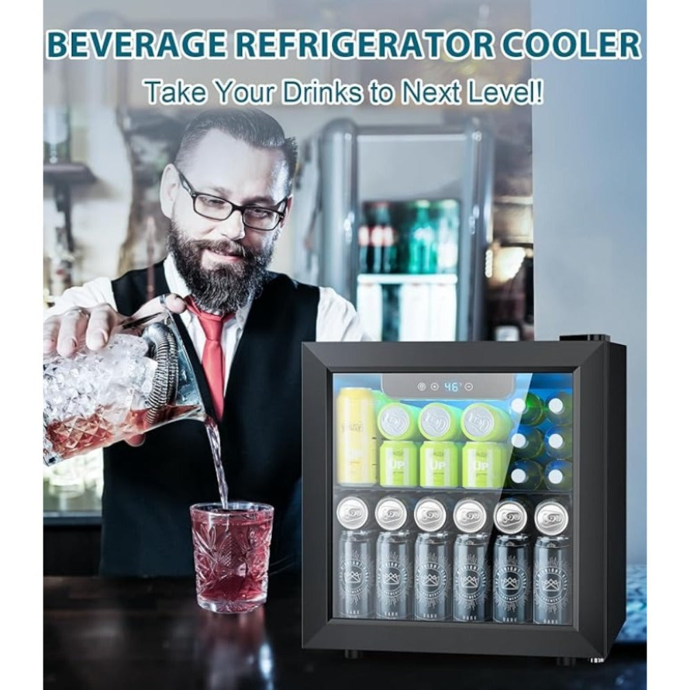 Beverage Wine Cabinet 9.51 Gal - Small Wine Cooler with Electronic Touch Control & LED Light, Compact Drink Refrigerator for Kitchen