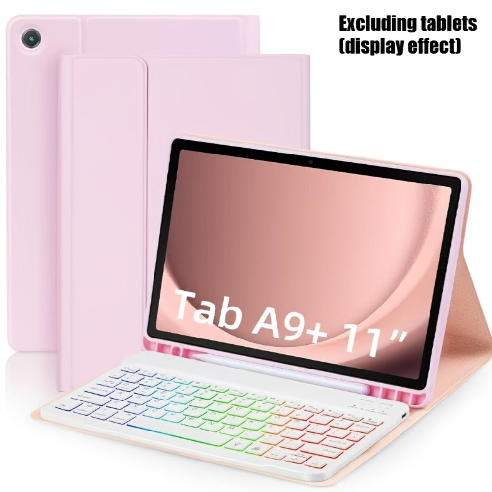 Pink or Green Detachable Backlit Keyboard Case for Samsung Galaxy Tab A9+ 11-Inch with Pen Slot