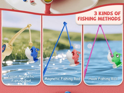 Magnetic Fishing Game for Kids 66 Pieces, Ocean Fishing Toy Set with Rods for Toddlers Ages 3 4 5 6
