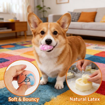 Six-Pack Squeaky Latex Dog Ball Set with Assorted Cartoon Faces and 2.2-Inch Pictured Diameter