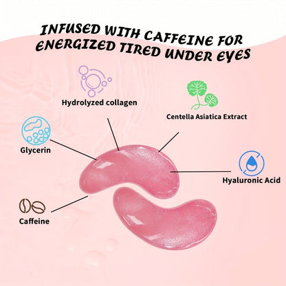 Caffeine Under Eye Patches 25 Pairs – Collagen Gold Eye Mask Reduces Dark Circles Puffiness Eye Bags Fine Lines Anti-Wrinkle Hydrogel