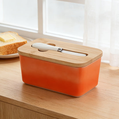 Ceramic Butter Dish with Lid and Knife, Large Countertop Butter Keeper, Airtight Seal, Easy-Clean Design