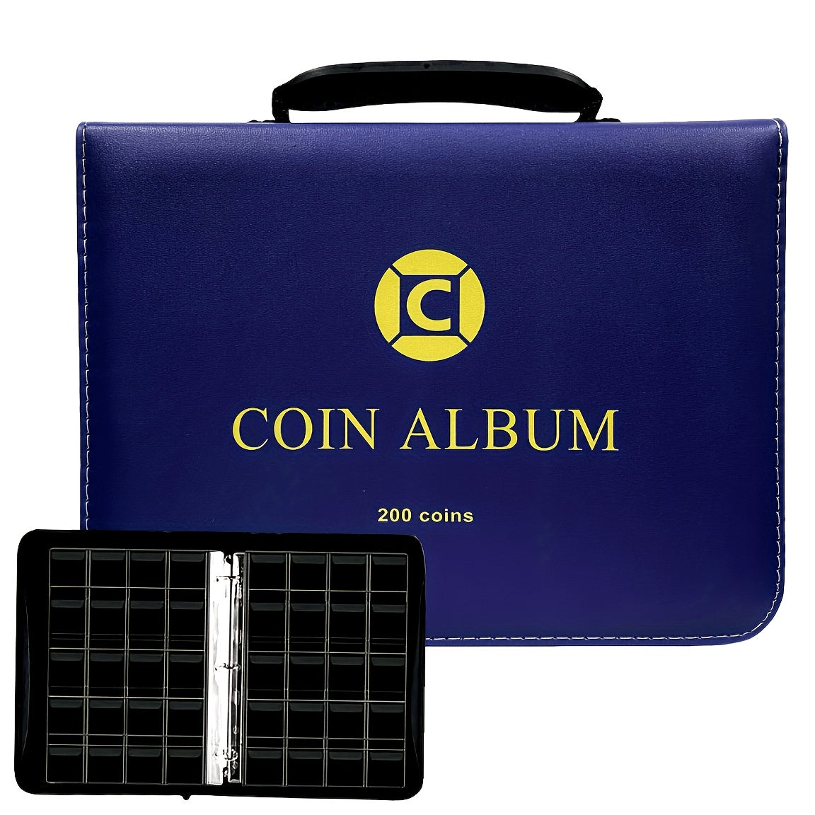 Coin Collection Book with Zipper & Handle 200/320 Pockets – 10/20 Page Coin Storage Album for Currency & Commemorative Coins