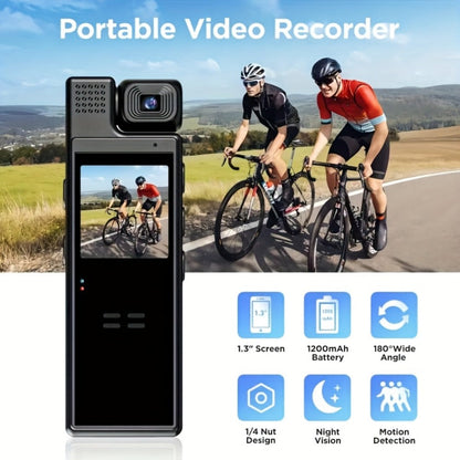 1080P HD Pocket Camcorder with 180° Rotatable Lens, Handheld Body Camera, USB Charging, Compact Smart Recorder for Travel
