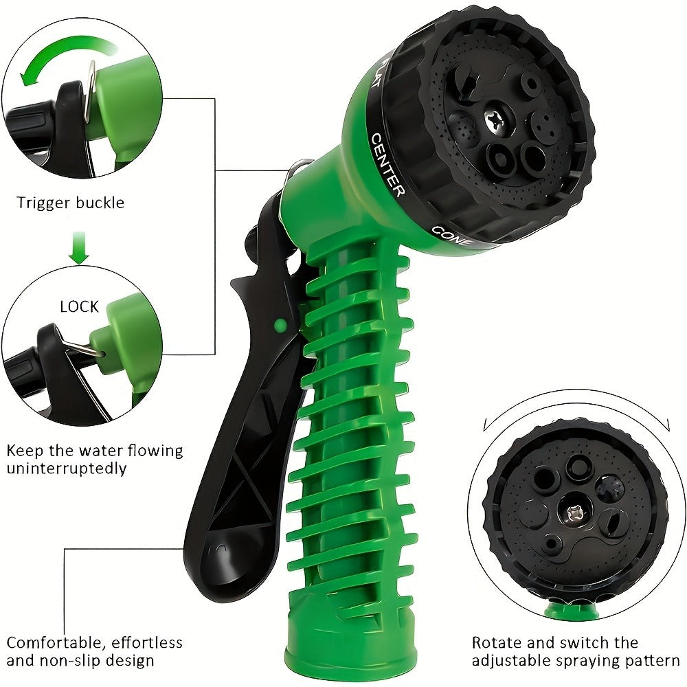 100 Foot Car Wash Hose Kit with 7-Mode High-Pressure Spray Nozzle – Tangle-Free, Kink-Resistant, Lightweight & Rust-Proof Garden Hose