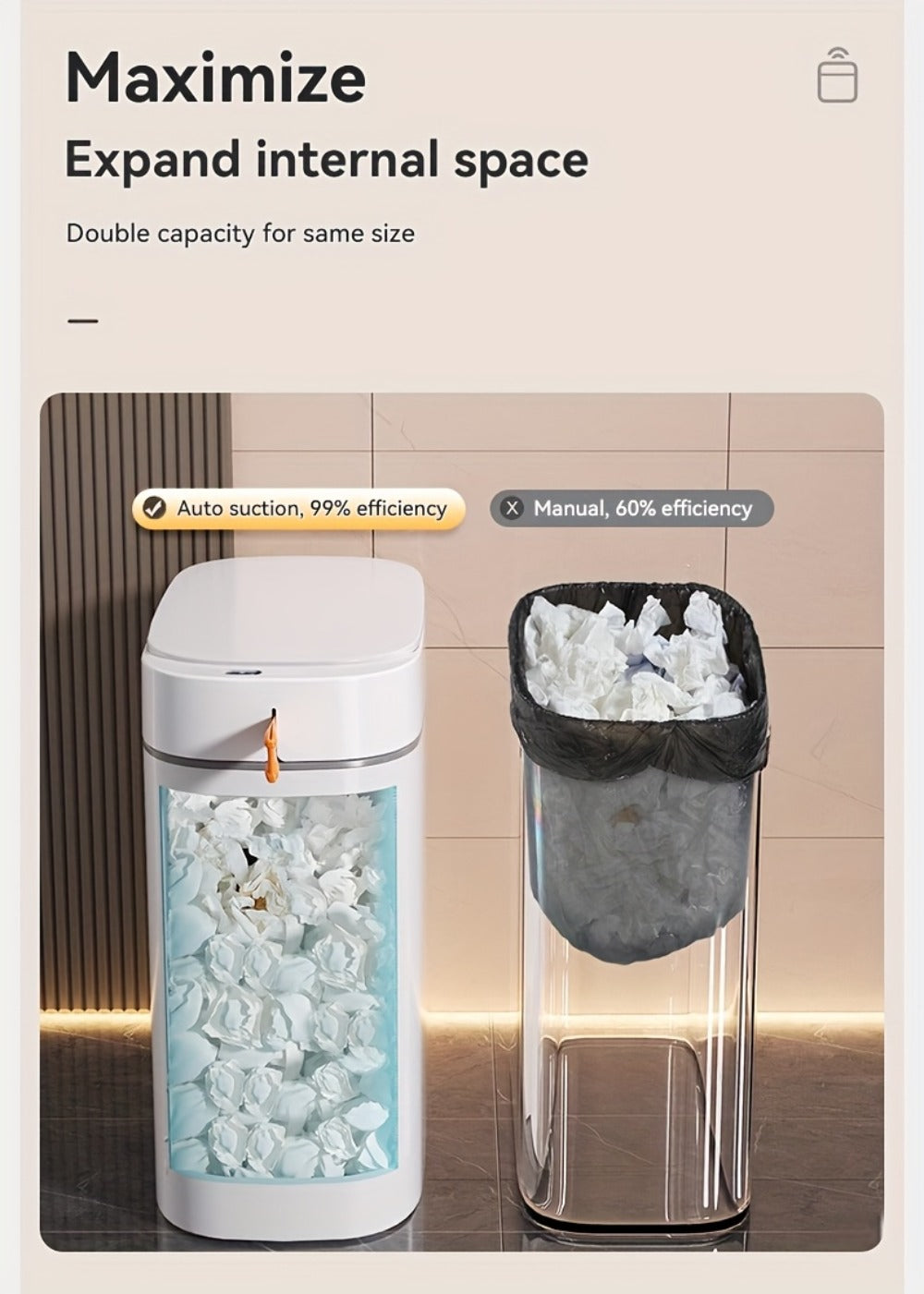 Sensor Trash Can Self-Emptying 3.8 Gallon with Drawstring Bags – Hands Free Infrared Smart for Home Cooking, Dining and Outdoor Meals