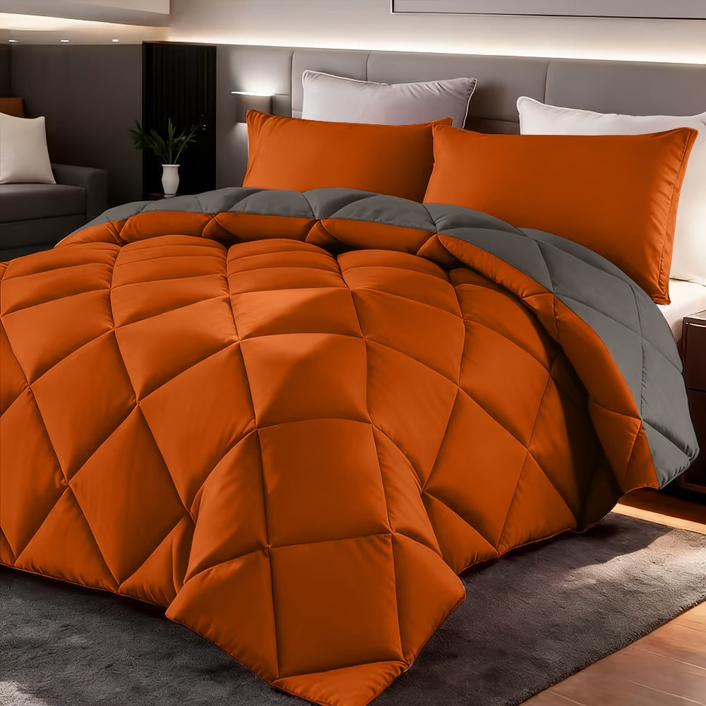 Comforter Set 2-3 Piece Rhombus Grid Luxury – Soft Lightweight Breathable Oversized Bedding Set with Pillowcases