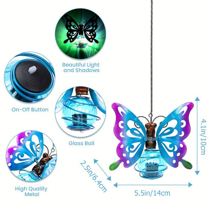 Solar Hanging Ornament Lights Ladybug & Butterfly, Indoor Outdoor Decorative Garden Light with Spring Clips for Patio