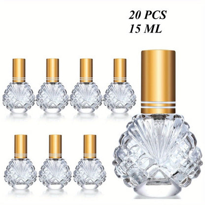 Glass Perfume Atomizer Bottles 15ml 20 Pack Gold Refillable Fine Mist Spray Travel Fragrance Bottles with 5 Funnels and 5 Pipettes
