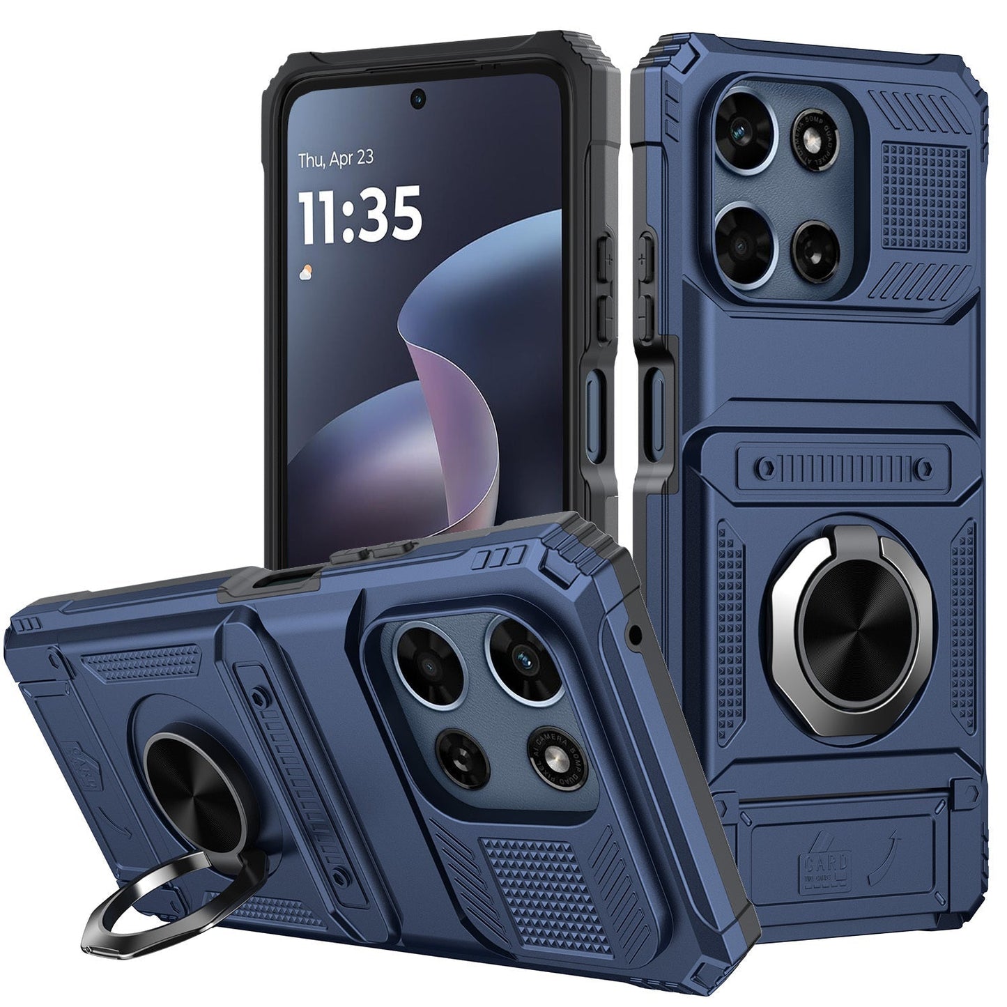 Phone Case Magnetic Metal Kickstand with layered Shell for Motorola Moto G 5G 2025 with Model-Specific Cutouts and Color Choices