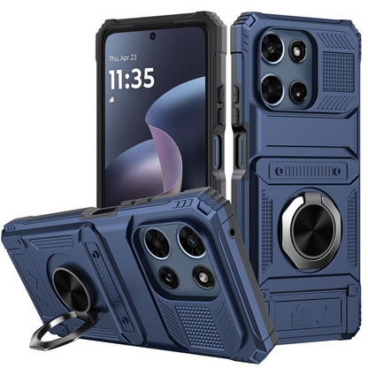 Phone Case Magnetic Metal Kickstand with layered Shell for Motorola Moto G 5G 2025 with Model-Specific Cutouts and Color Choices