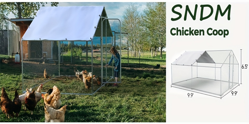 Metal Chicken Run Outdoor Poultry Cage Large Walk-in Enclosure for Chickens Ducks Rabbits for Garden, Patio and Yard Use