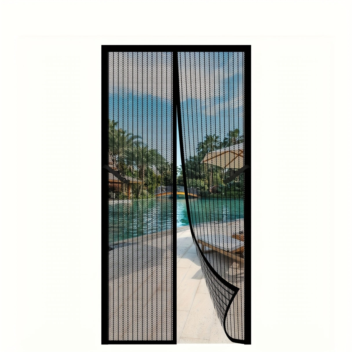 Magnetic Screen Door with Heavy Duty Metal Frame – Self-Closing Mesh Door Curtain, Insect-Proof Bug Screen with Frame Shackle