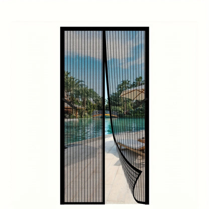 Magnetic Screen Door with Heavy Duty Metal Frame – Self-Closing Mesh Door Curtain, Insect-Proof Bug Screen with Frame Shackle
