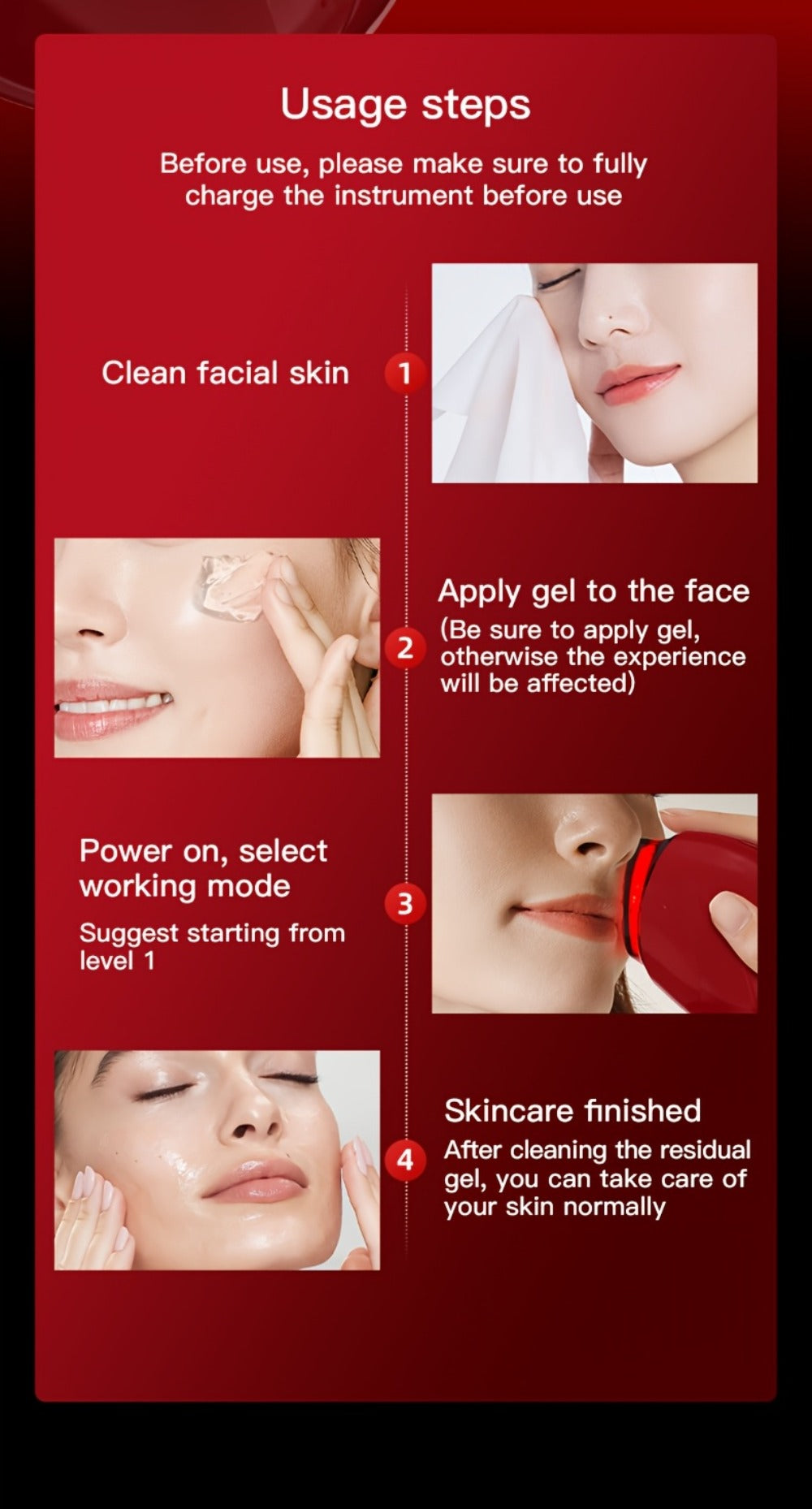 Handheld Beauty Device 3-in-1 Skincare Modes - USB Rechargeable Facial Care Tool with Color Light Therapy