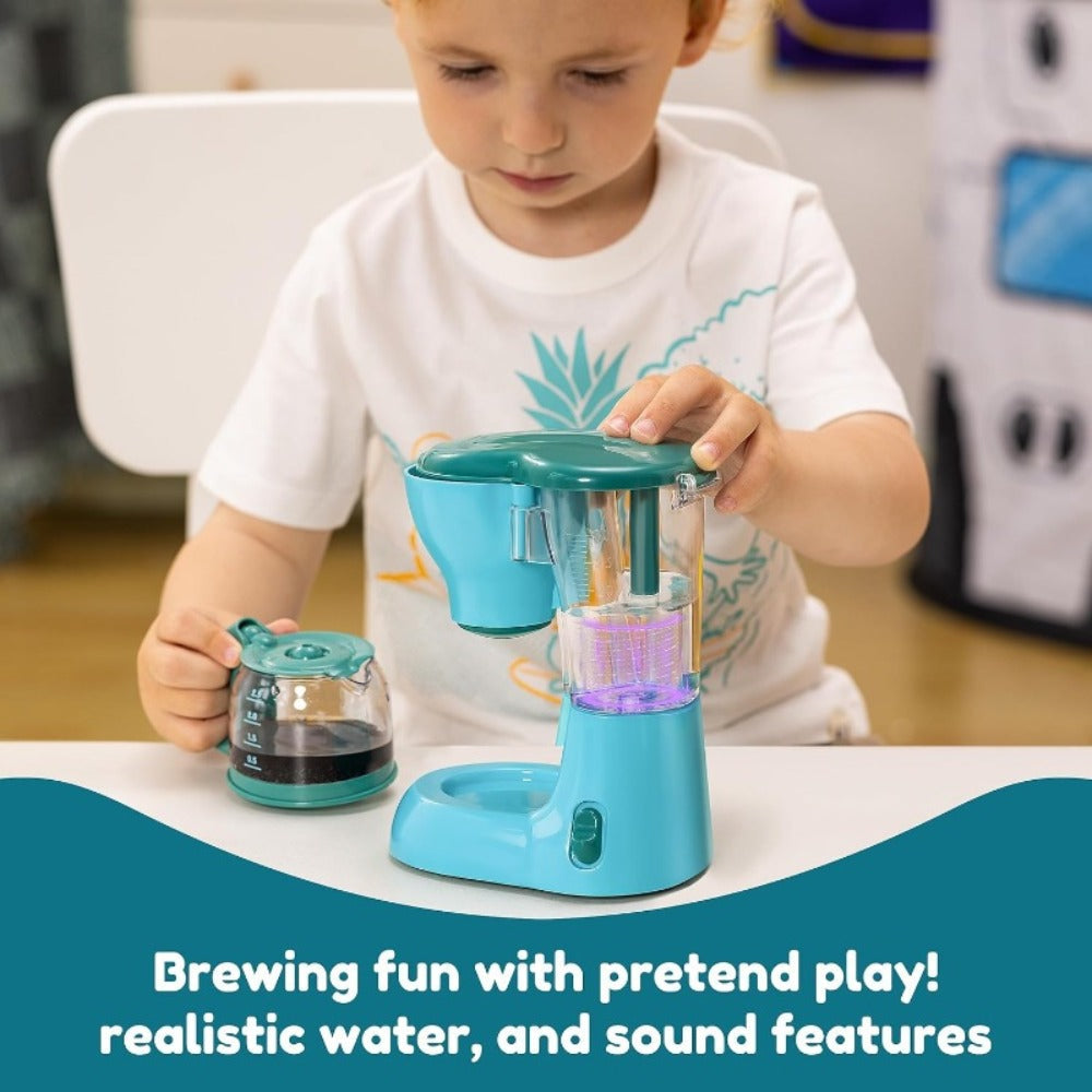Kids Play Kitchen Toy Set with Realistic Coffee Maker, Toaster & Blender, 26PCS Pretend Play Kitchen Appliances for Toddlers Ages 3+