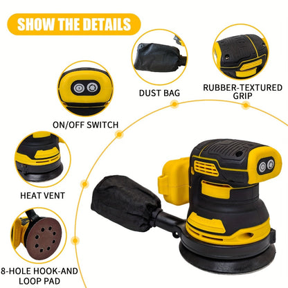 Cordless Orbital Sander Compatible with DeWalt DCB Battery for Entryways, Bedrooms and Living Spaces