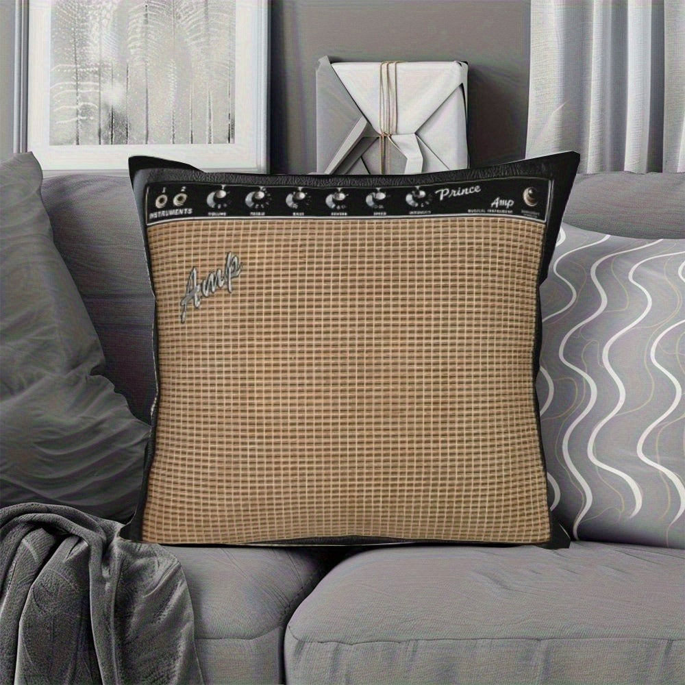 Throw Pillow Cover Guitar Amplifier Music Themed Decorative Cushion Case 18x18 Inch Zipper for Entryways, Bedrooms and Living Spaces