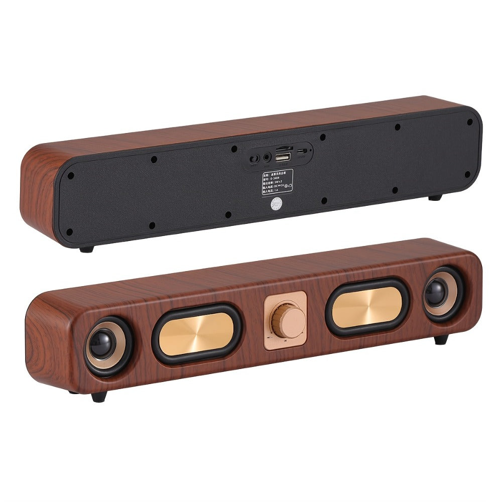 Retro Wood Grain Bluetooth Speaker Dual 2-Inch Woofers 10W Wireless Desktop Soundbar TF AUX for an Everyday Personal Care Routine