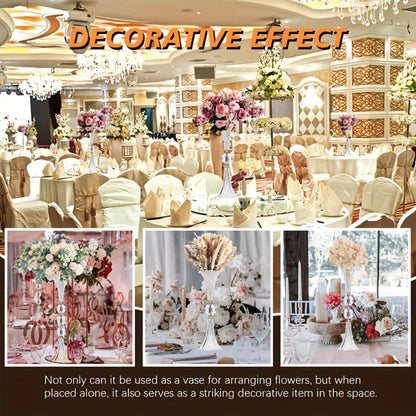 Tall Clear Acrylic Floor Vases, Two-Piece 24.8-Inch Ribbed Set with Gold-Tone Accents for Events
