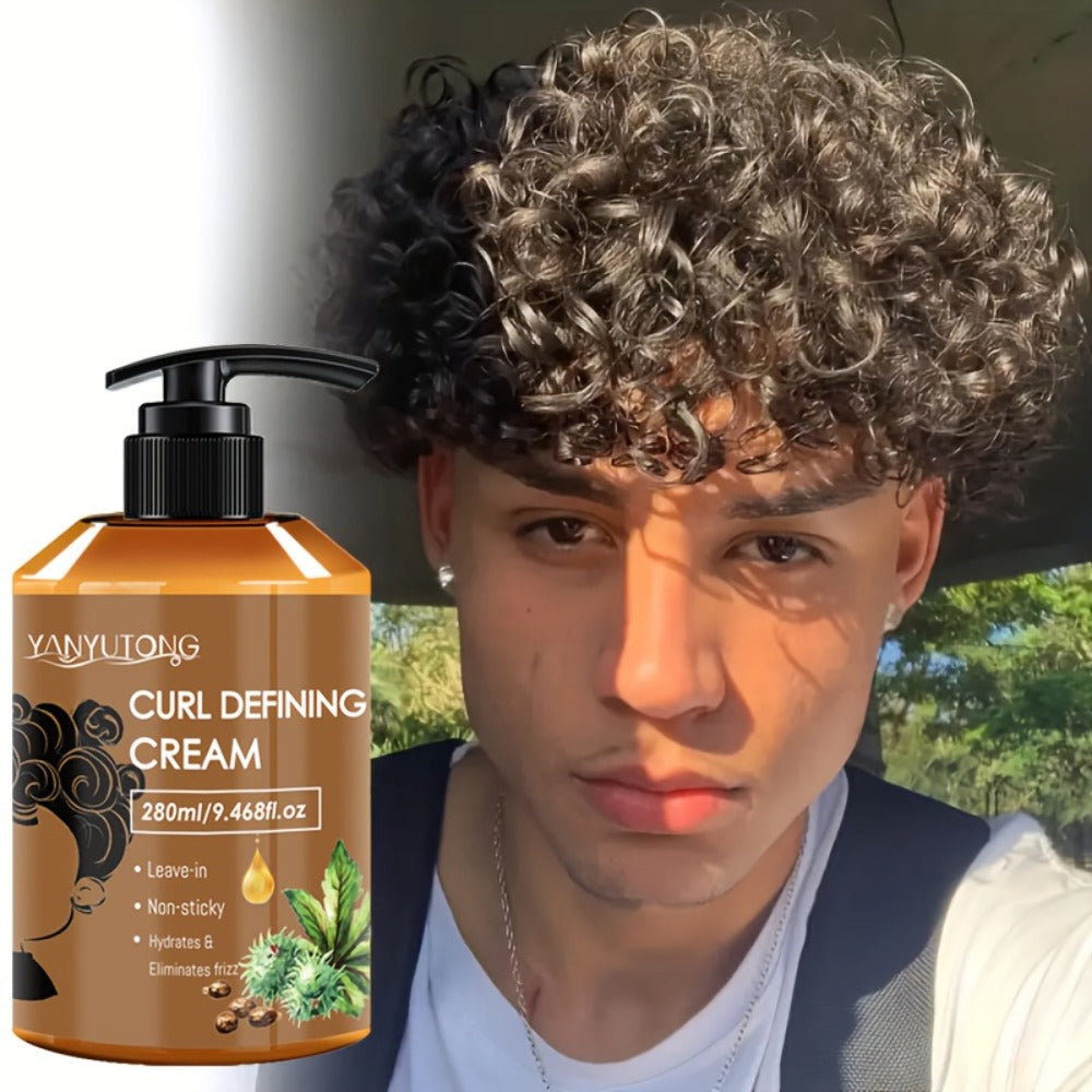 Curl Setting Cream with Castor Oil 280ml – Moisturizing Long-Lasting Curl Definition & Frizz Control, Non-Greasy Lightweight Formula