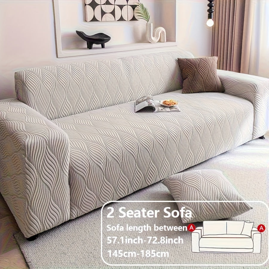 Sofa Cover Polar Fleece Modern Jacquard Elastic Slipcover with Elastic Fit for 1 to 4-Seater Sofas