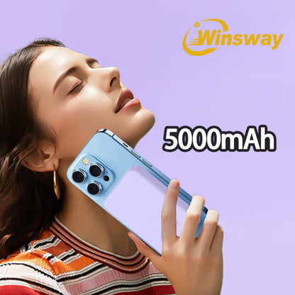 Power Bank Magnetic 5000mAh Mini with Wireless Charging, PD, QC3.0 and Eight Colors for Travel