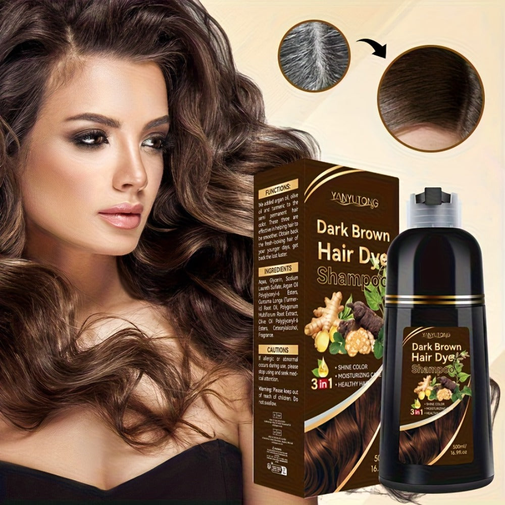 Ammonia-Free Herbal Hair Color Shampoo 3-in-1 Colors in 15 Minutes Lasts 30 Days – Semi Permanent Gray Coverage Moisturizing Cleansing Black