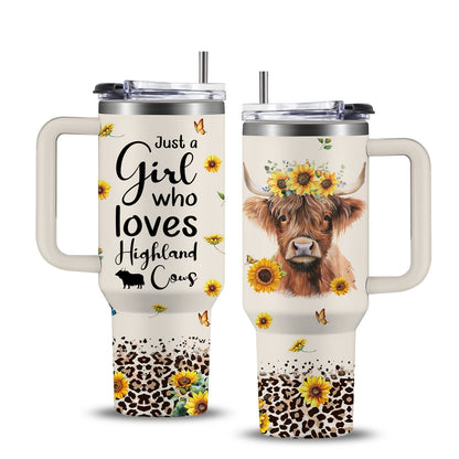 Insulated Tumbler 40oz Cow Print 304 Stainless Steel with Handle, Lid and Double-Wall Vacuum Design