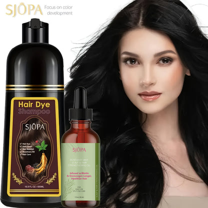 Hair Dye Kit 3-in-1 Color Shampoo with Rosemary Oil 500ml - Natural Safe No Ammonia Quick for Bath Time, Home Spa and Personal Care
