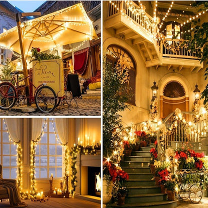 Solar String Lights in 39, 50, 72, 100 or 105-Foot Options with Spherical Bulbs, Warm or Cool White and Remote Control