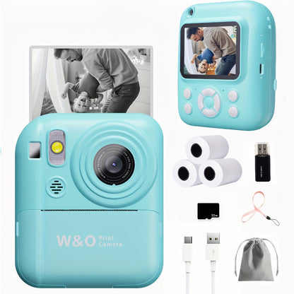 Instant Print Camera for Kids 48MP with Print Paper 32G TF Card 1080P FHD Video Flash MP4 Puzzle Game for a Home Lash Beauty Routine